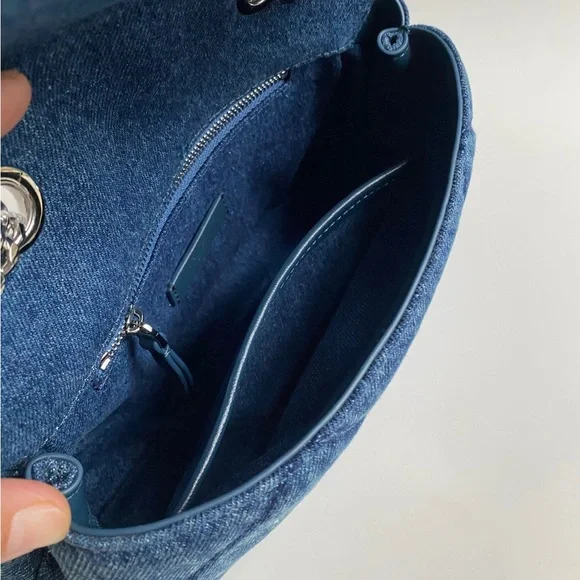Tory Burch Quilted Denim Chain Shoulder Bag in Blue NEW - Picture 5 of 7
